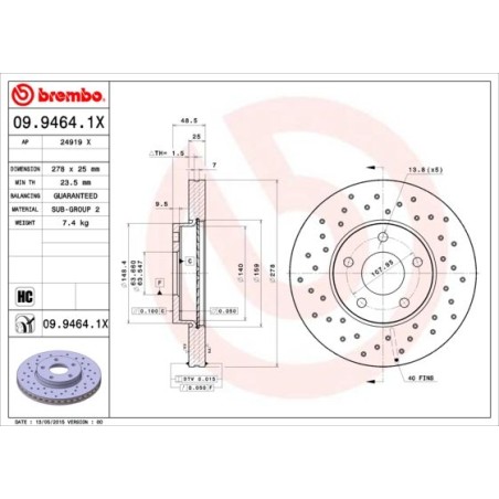 Δισκόπλακα BREMBO 09.9464.1X