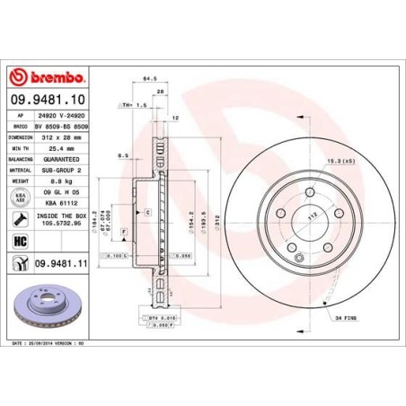 Δισκόπλακα BREMBO 09.9481.11