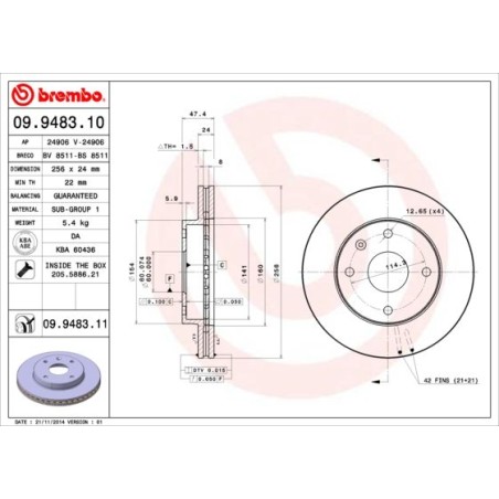 Δισκόπλακα BREMBO 09.9483.10