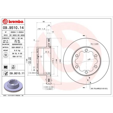 Δισκόπλακα BREMBO 09.9510.11