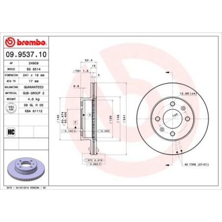 Δισκόπλακα BREMBO 09.9537.10