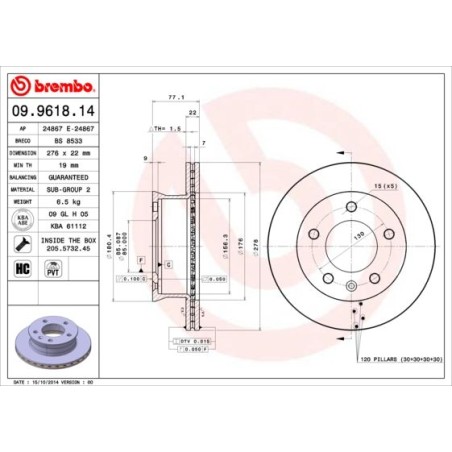 Brake Disc BREMBO 09.9618.14