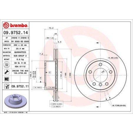 Δισκόπλακα BREMBO 09.9752.11