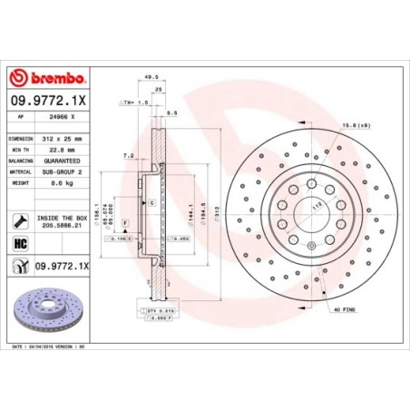 Δισκόπλακα BREMBO 09.9772.1X