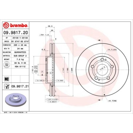 Brake Disc BREMBO 09.9817.20