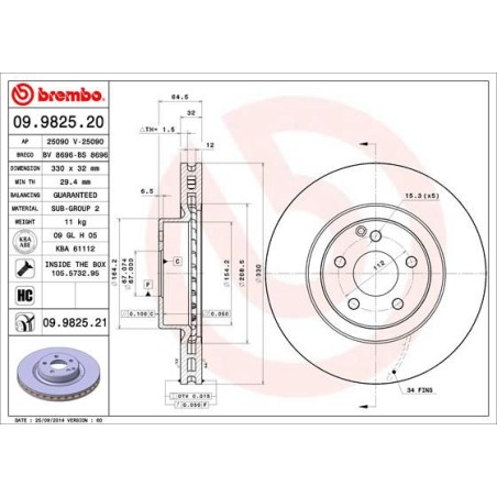 Δισκόπλακα BREMBO 09.9825.21