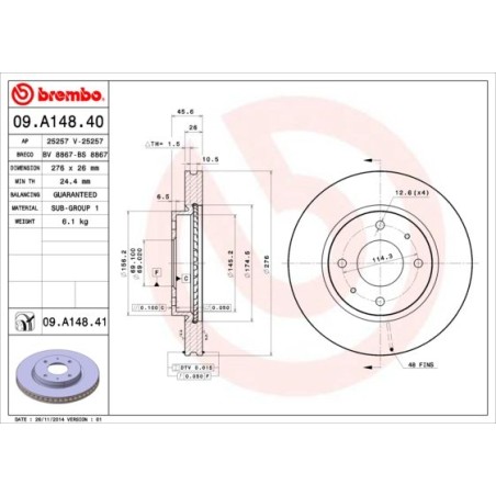 Brake Disc BREMBO 09.A148.41