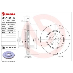 Δισκόπλακα BREMBO 09.A401.11