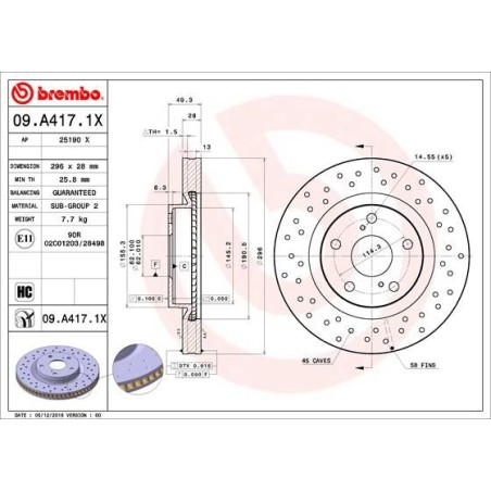 Δισκόπλακα BREMBO 09.A417.1X