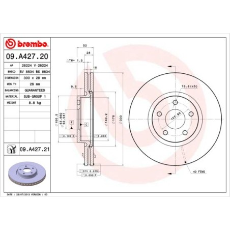 Brake Disc BREMBO 09.A427.21