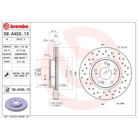 Brake Disc BREMBO 09.A455.1X