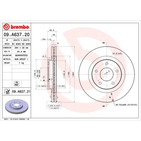 Brake Disc BREMBO 09.A637.21