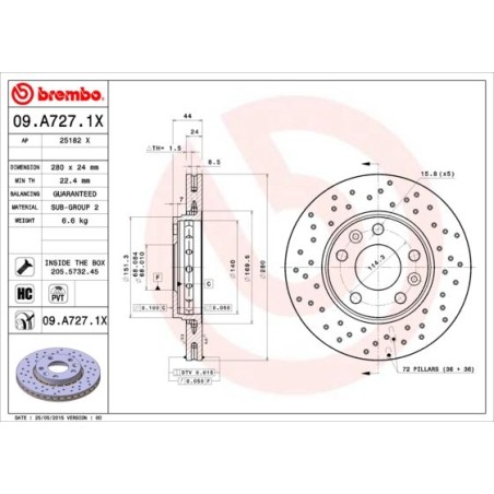 Δισκόπλακα BREMBO 09.A727.1X