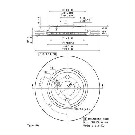 Δισκόπλακα BREMBO 09.A761.11