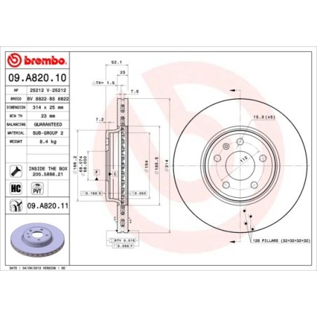 Brake Disc BREMBO 09.A820.10