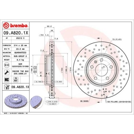 Δισκόπλακα BREMBO 09.A820.1X