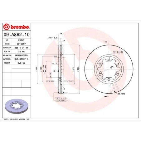 Brake Disc BREMBO 09.A862.10