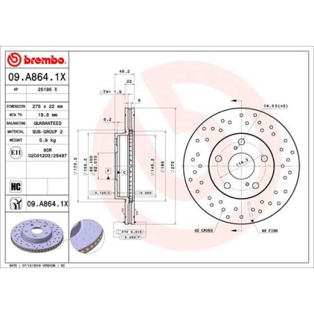 Brake Disc BREMBO 09.A864.1X