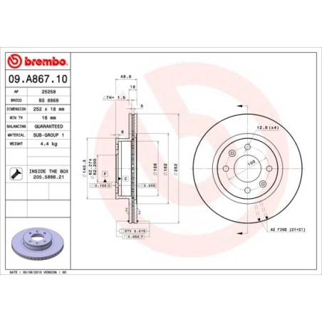 Δισκόπλακα BREMBO 09.A867.10