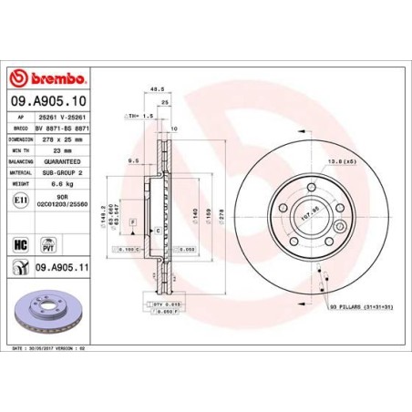 Δισκόπλακα BREMBO 09.A905.11