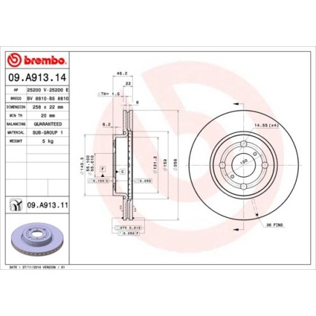 Brake Disc BREMBO 09.A913.14