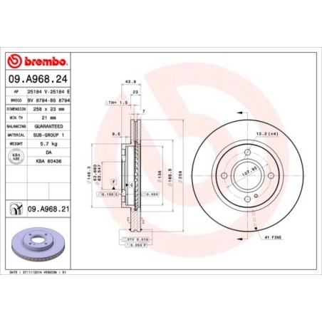 Δισκόπλακα BREMBO 09.A968.21