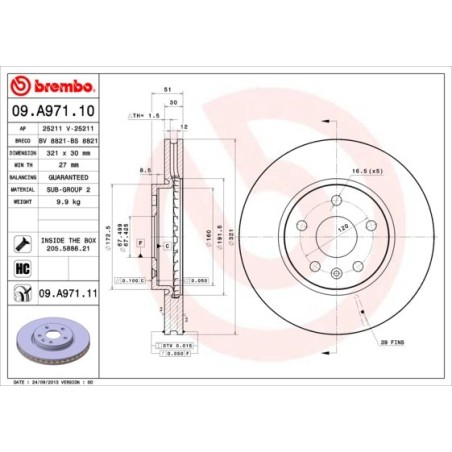 Brake Disc BREMBO 09.A971.10