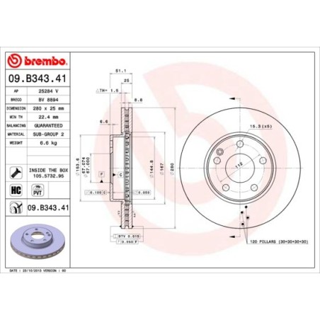 Brake Disc BREMBO 09.B343.41