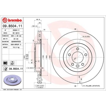 Brake Disc BREMBO 09.B504.11