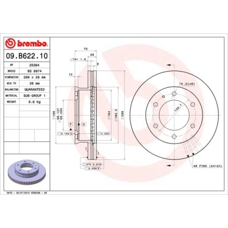 Brake Disc BREMBO 09.B622.10