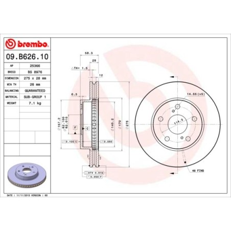 Brake Disc BREMBO 09.B626.10