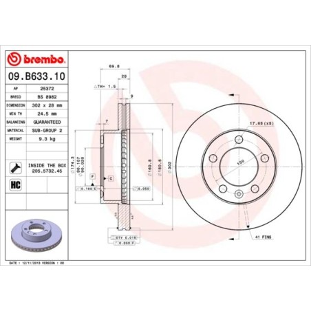 Δισκόπλακα BREMBO 09.B633.10