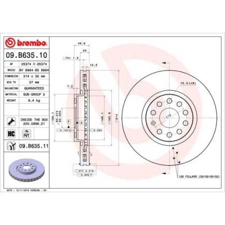 Δισκόπλακα BREMBO 09.B635.11