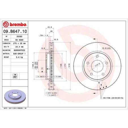 Δισκόπλακα BREMBO 09.B647.11