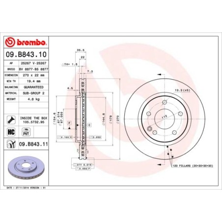 Brake Disc BREMBO 09.B843.11