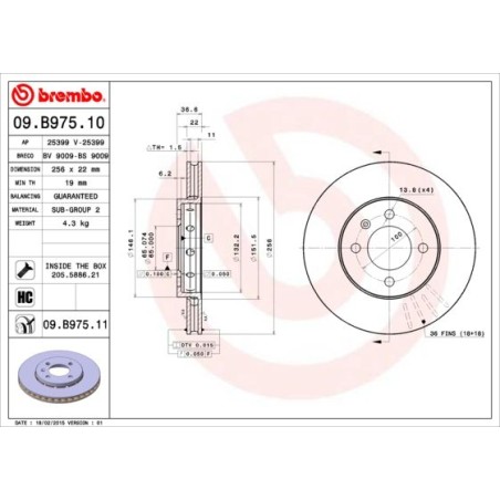 Δισκόπλακα BREMBO 09.B975.11