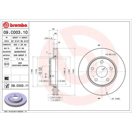 Brake Disc BREMBO 09.C003.11