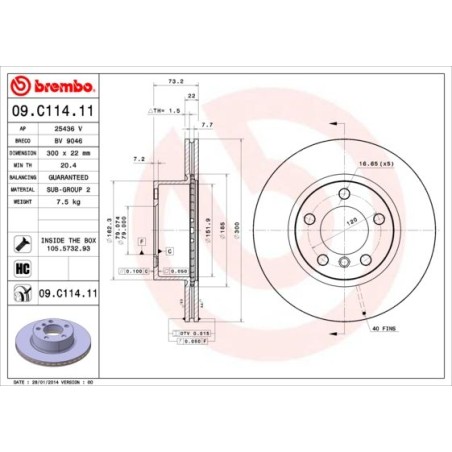 Brake Disc BREMBO 09.C114.11