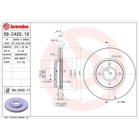 Brake Disc BREMBO 09.C422.11