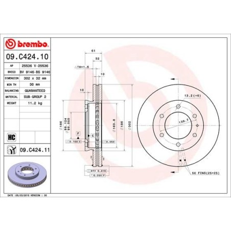 Brake Disc BREMBO 09.C424.11