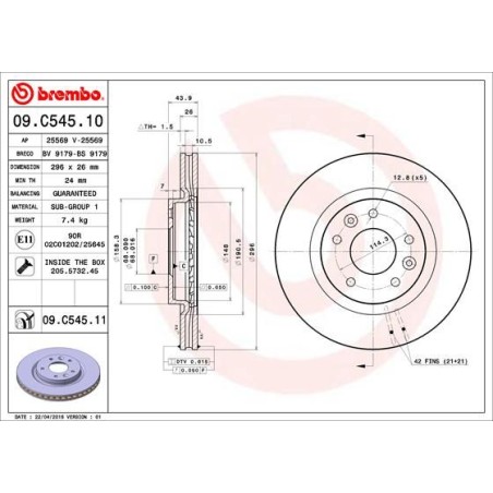 Brake Disc BREMBO 09.C545.11