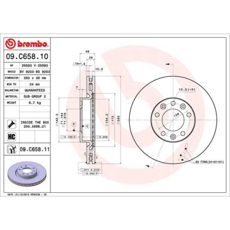 Brake Disc BREMBO 09.C658.11