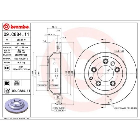 Brake Disc BREMBO 09.C884.11