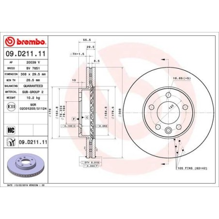 Brake Disc BREMBO 09.D211.11