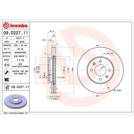 Brake Disc BREMBO 09.D227.11