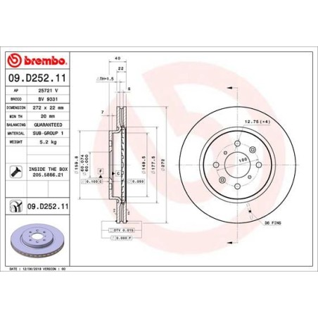 Δισκόπλακα BREMBO 09.D252.11