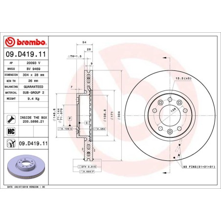 Δισκόπλακα BREMBO 09.D419.11