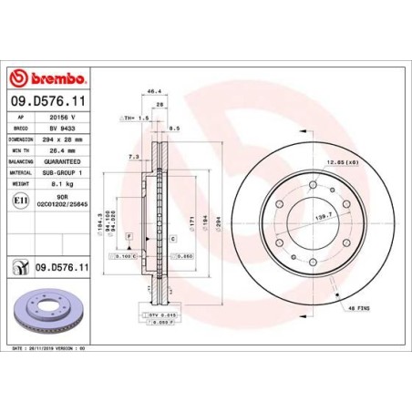 Brake Disc BREMBO 09.D576.11