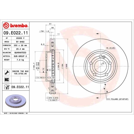 Δισκόπλακα BREMBO 09.E022.11