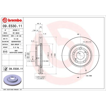 Δισκόπλακα BREMBO 09.E530.11